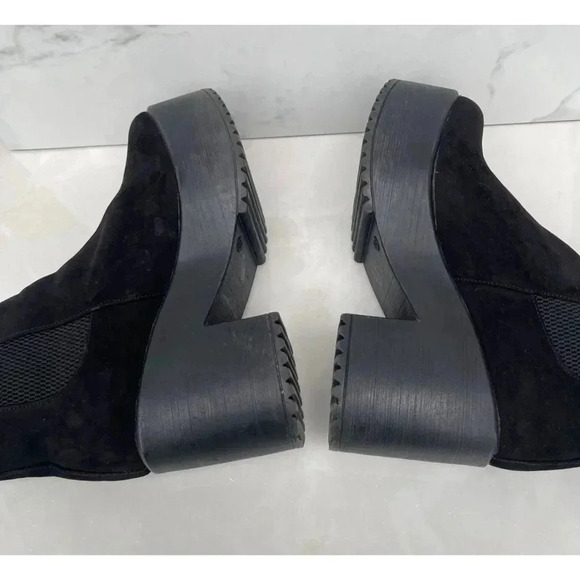 Jhovihn Womens Elasticated Pull-On Cleated Platform Black Suede Ankle Shoes Sz 3 - Picture 9 of 14